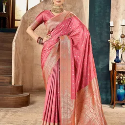 Mehrang Woven Design Ethnic Motifs Zari Banarasi Saree-image-25