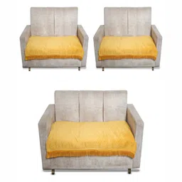 Fashion Throw Yellow Velvet 3 Piece Sofa Cover-image-49