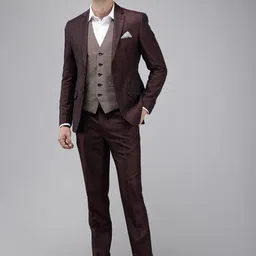 Park Avenue Self Design Single Breasted Super Slim Fit 3 Piece Party Suits-55