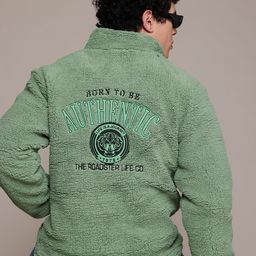 The Roadster Lifestyle Co. Mock Collar Embroidered Fleece Tailored Jacket-image-26