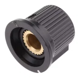 RS PRO 21 mm Black Grey Potentiometer Knob for 6.35 mm Shaft Splined, 2596985-13
