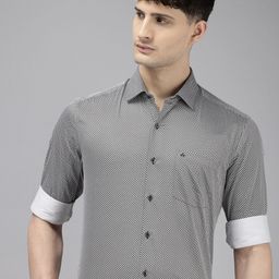 Arrow Manhattan Slim Fit Geometric Printed Pure Cotton Formal Shirt-image-90