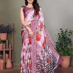 Lookmark Floral Printed Tussar Saree With Blouse-picture-15