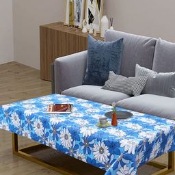 LooMantha Blue Floral Waterproof Plastic 4-Seater Table Cover-41