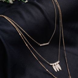 Madame Rose Gold & White Brass Rose Gold-Plated Multi Layered Stone Necklace-21