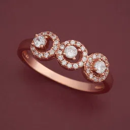 Kushal's Fashion Jewellery White Rose Gold-Plated Party 92.5 Sterling Silver Finger Ring-48