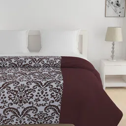 SWAYAM White & Brown Printed AC Double Comforter image 1