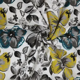 Soumya Grey & Yellow Set of Single Window Curtains image 2