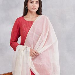 Fabindia Striped Cotton Silk Dupatta-picture-21