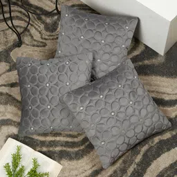 SOKNACK Grey 3 Pieces Velvet Square Cushion Covers-46