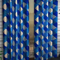 151 cm (5 ft) Polyester Semi Transparent Window Curtain (Pack Of 2) (Printed, Blue)-image-89