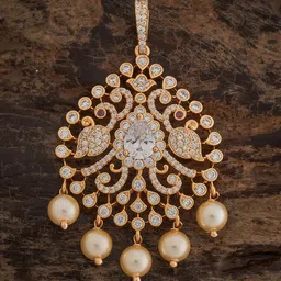 Kushal's Fashion Jewellery Gold-Plated CZ Studded Teardrop Shaped Pendant-7