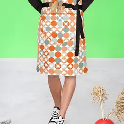ArtzFolio Orange & Green Printed Pure Cotton Waist Apron-13