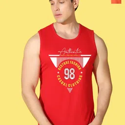 WOOSTRO Pack Of 2 Printed Combed Cotton Gym Vests -VWS26(98 ORANGE)(98 RED)-image-79