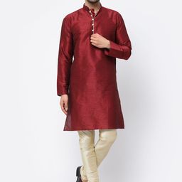 TS LIFESTYLE Men Regular Dupion Silk Kurta with Pyjamas-image-94