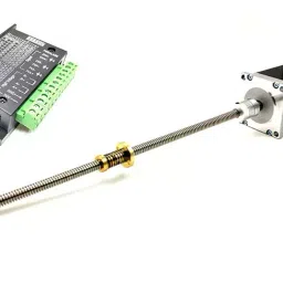 Invento TB6600 Stepper Driver + Nema 23 25 Kg-cm Stepper Motor + Flexible coupling + 500mm (0.5 Mtr.tr) 8mm T8 TR8 2mm Pitch Lead Screw + Antibacklash Nut ISC 1177-C5-23