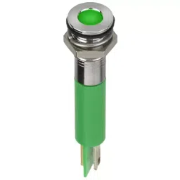 RS PRO Green Panel Mount Indicator 2V DC, Mounting Hole Size 8 mm, Termination Type Faston, Solder Lug, IP Rating IP67, Model No 1345535-13