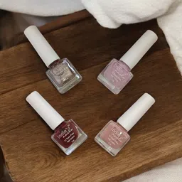 Indie Nail Set Of 6 Long Lasting Glossy Nail Polishs With Mini Filer & Potli - 5 ml Each-17