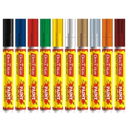 Soni Office Mate Regular Paint Marker 4.5 mm Bullet Tip Long-Lasting Oil-Based Ink for Hobbyists, Artists & Students, Multicolor (Pack of 10)-image-73