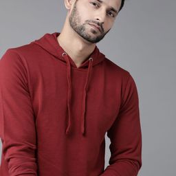 Roadster Men Maroon Solid Hooded Sweatshirt-image-57