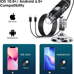 Digital Microscope USB Type-C and Lightning, Handheld USB Inspection Camera 50x-1600x Magnification Portable Handheld Pocket Microscopes with 8 LED & Stand, Compatible with iPhone, Android image 3