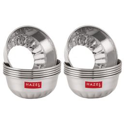 HAZEL Stainless Steel Serving Bowl Wati Dessert Vati Katori Pack of 12 - 220 ml each-13