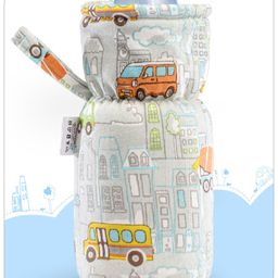 Babyhug 100% Cotton Premium Feeding Bottle Cover with Sherpa Lining Vehicle Print - Fits upto 330 ml-image-99