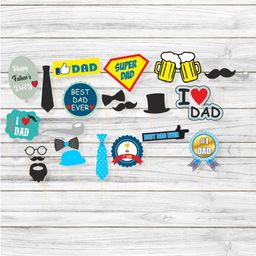Untumble Happy Father's Day Party Photo Booth Props Kit Multicolor - Pack of 20-20