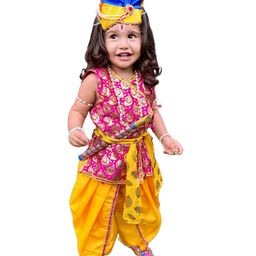 Sarvda Janmashtami Theme Set Of 9 Kanha Costume - Magenta Pink-image-2