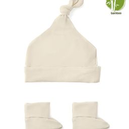 Softsens baby Bamboo Knotted Beanie Cap With Booties - Butter Cream-11