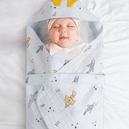 Baby Moo Aeroplane Soft Warm Hooded Wrapper - White-image-2