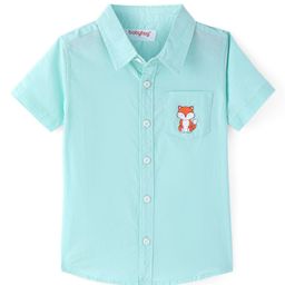Babyhug Cotton Woven Half Sleeves Shirt with Fox Print - Light Blue-image-63