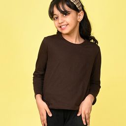 NUSYL Cotton Full Sleeves Solid Tee -  Brown-image-36