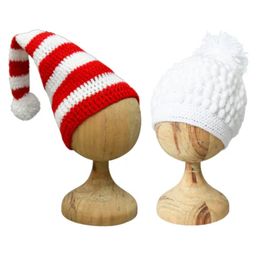 Funkrafts Pack Of 2 Handmade Self Designed Striped Beanie Caps - Red & White-12