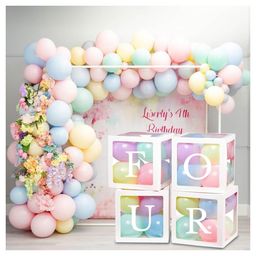 Shopperskart Four Balloon Box 4th Birthday Decorations KitTransparent Letter Balloon Box is Perfect for Fourth Birthday Decoration -pack of 4 - White-27