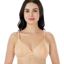 Bella Mama Cotton Elastane Knit Maternity Non Wired Nursing Bra - Beige-picture-26