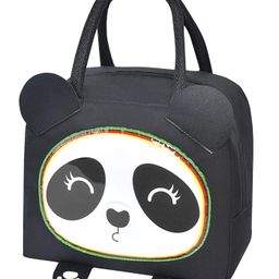 House of Quirk Insulated Reusable Lunch Bag Tote Bag for Women Printed Lunch Bag for School Picnic Office Outdoor Gym (Black Panda)-image-5