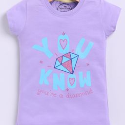 Parrot Crow Cotton Knit Short Sleeves You Know You Are A Diamond Text Printed Tee - Lilac-picture-8