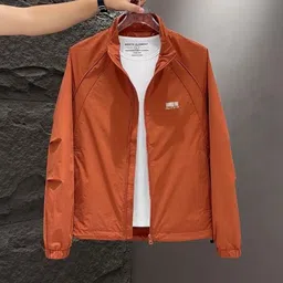 HERE&NOW Men Spread Collar Solid Casual Bomber Jacket-16