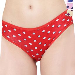 Docare Pack of 4 Printed Polka  Bikini Briefs YummyPanty-RoyalBlue-Yellow-Pink-Red-image-56
