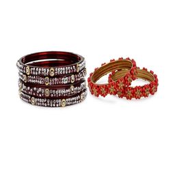 SOMIL Set of 6 Maroon Alloy Bangles-image-82