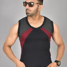 UNDERLOOP Colourblocked V-Neck Sleeveless Gym Vest RKB1380-image-94