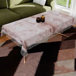 Aura Brown & White Marble Design Anti-Skid Rectangle 4 Seater Table Cover-picture-7