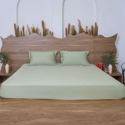 BELIHODE Green 300 TC King Bedsheet with 2 Pillow Covers-image-97