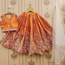 D9 KIDS Girls Embellished Ready to Wear Lehenga & Blouse With Dupatta-29