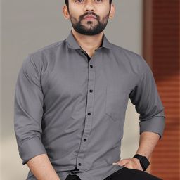 VeBNoR Men Standard Fit Solid Spread Collar Shirt-image-84