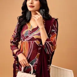 SANTOPERA DESIGNER Women Printed Regular Kurta with Trousers & With Dupatta image 3