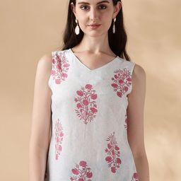Anouk Ethnic Motifs Print V Neck Sleeveless Cotton Top-image-91