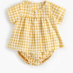 LULU & SKY Girls Checked Pure Cotton Top With Shorts-image-73