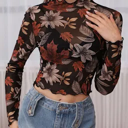 SHINE N SHOW Floral Printed Regular Crop Top-image-64